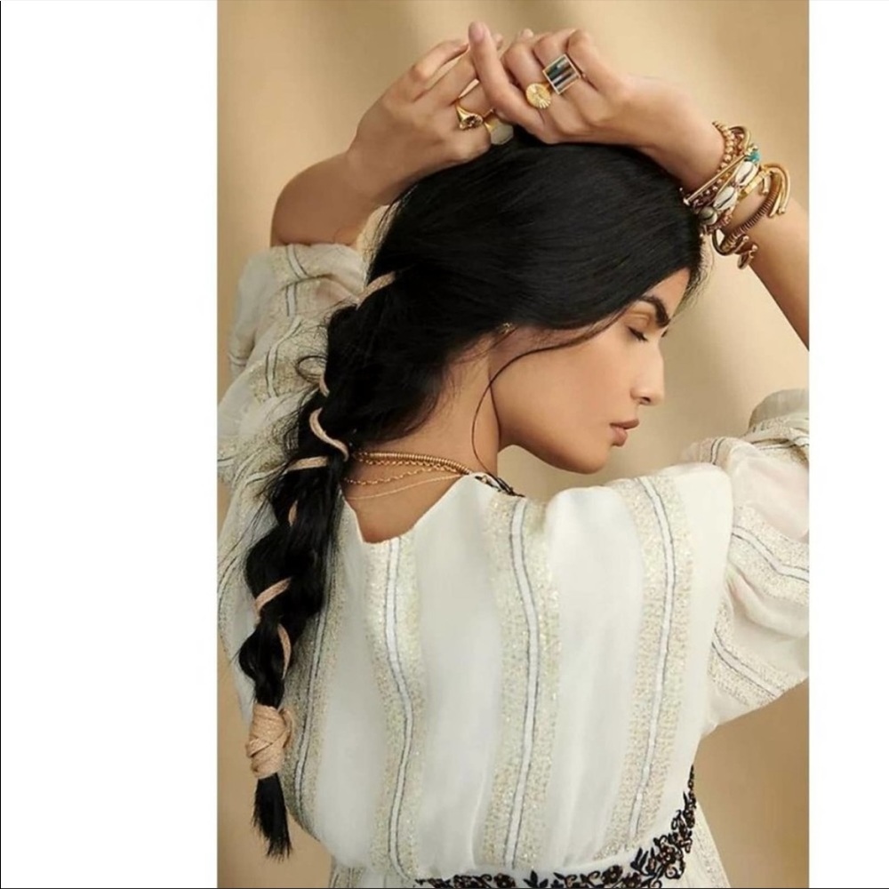 ANTHROPOLOGIE - VERB by Pallavi Singhee Black & White Beaded Maxi Dress S - Picture 6 of 16
